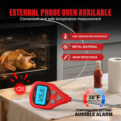 AWLKIM Digital Meat Thermometer with 40-Inch Leave-in External Probe, Rechargeable Instant Read Food Thermometer for Grill BBQ Smoker Oven Kitchen, IP67 Waterproof, Audible Alarm & Hold Function