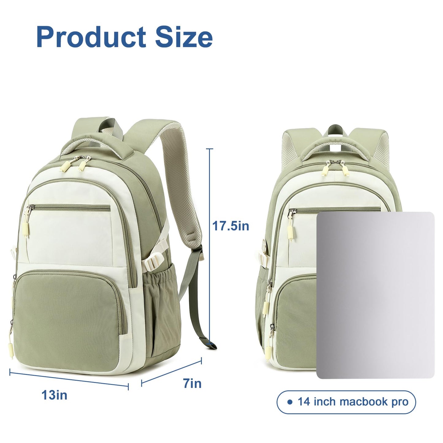 Bluboon Backpacks for School Girls Backpack Kids Bookbag Cute Backpack 8-12 School Supplies (Grass Green Splicing)