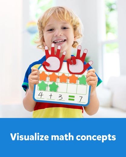 Coogam Montessori Math Manipulatives Number Counting Block, Magnetic Ten Frame Addition Subtraction Practice with Dry Erase Board, Educational Learning Toy Gift for 1st 2nd & 3rd Grade