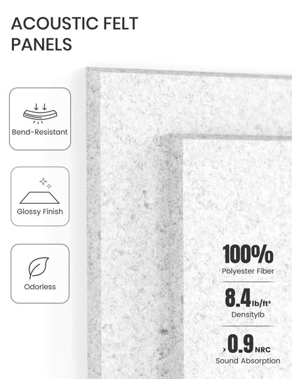 Felt Bulletin Board Tiles -28"x18" Cork Board Alternative for Office Decor, Push Pin Board Wall Organizer 6-Pack - Silvery Gray