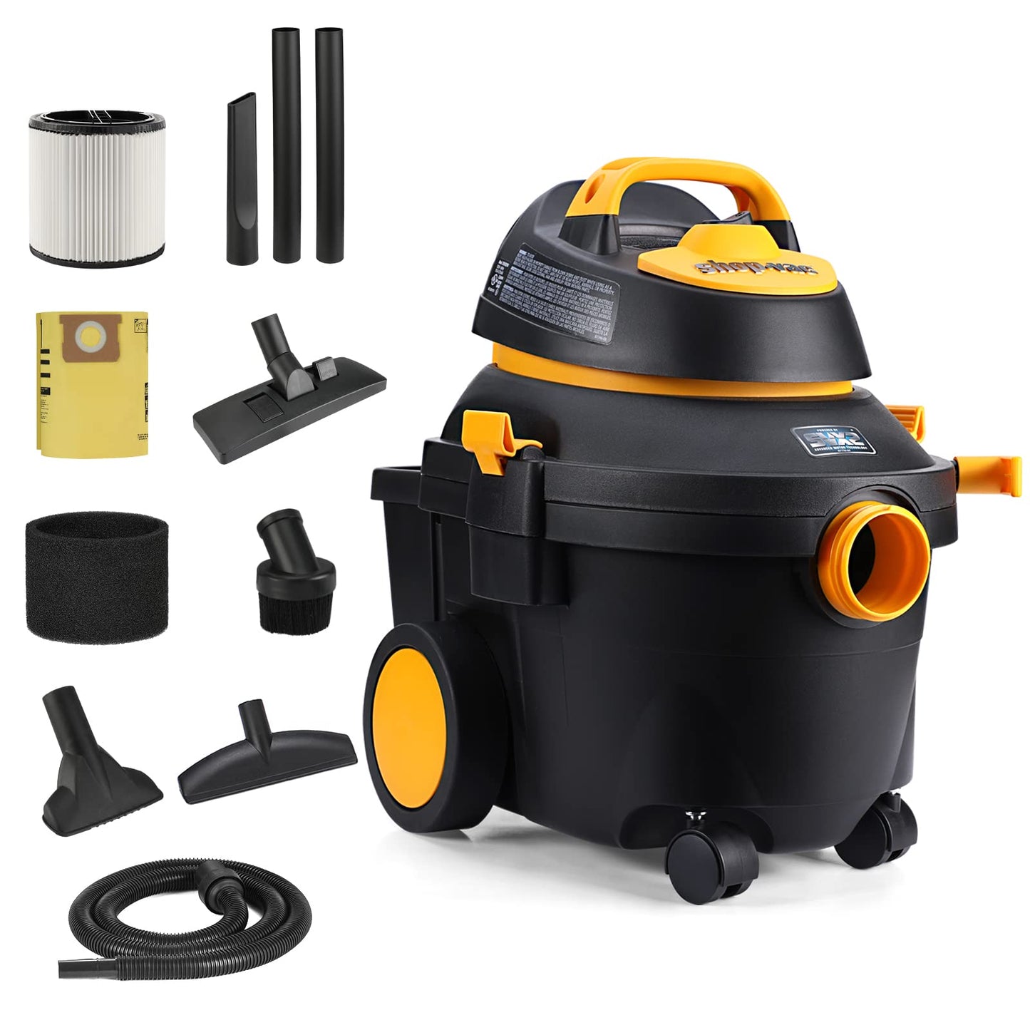 Shop-Vac 4 Gallon 5.5 Peak HP Wet/Dry Utility Vacuum with SVX2 Motor Technology, 3 in 1 Function Portable Shop Vacuum with Cart, Attachments, 5914000