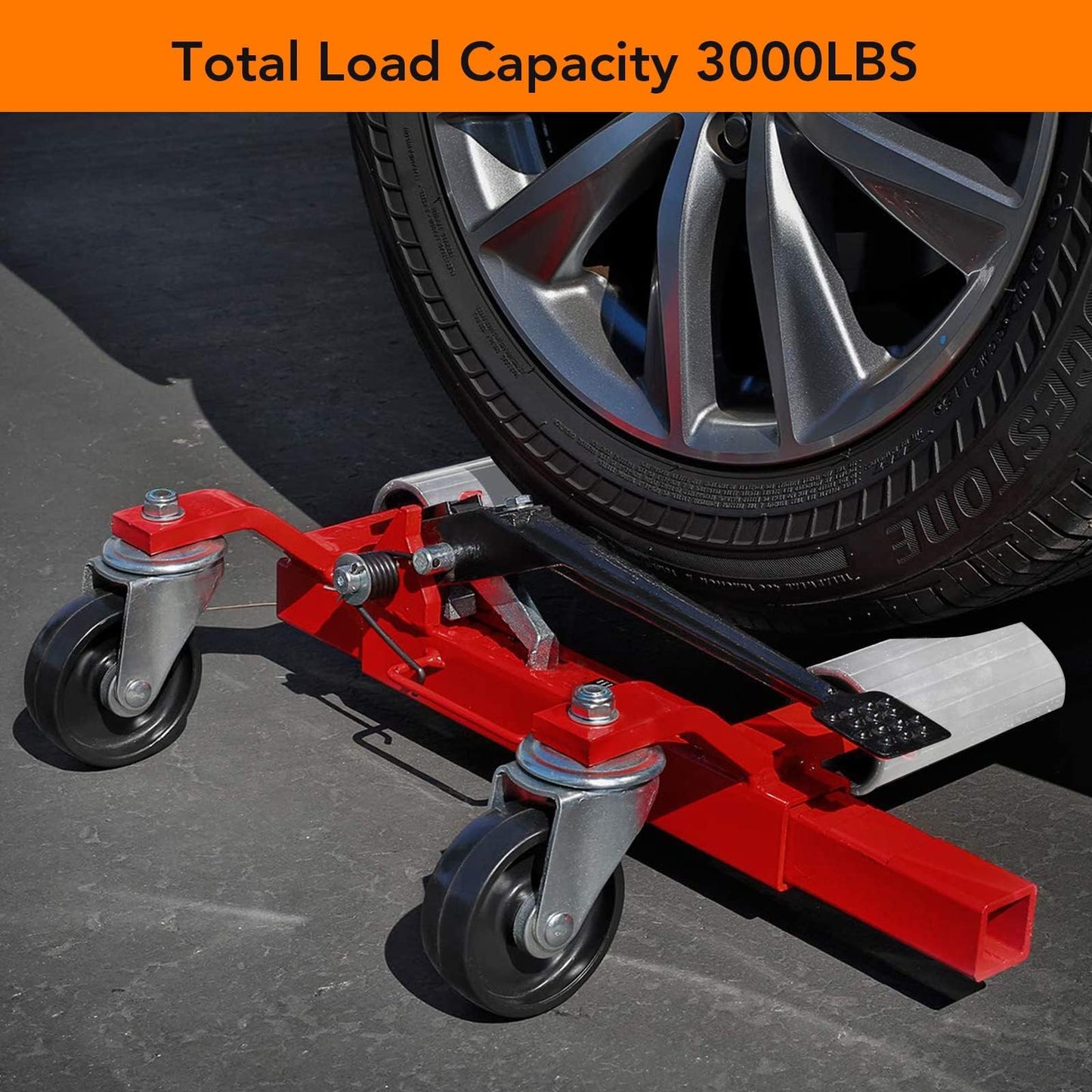 GarveeTech 2 Pcs Car Wheel Dolly with Hydraulic Tire Jack, 1500 LBS Capacity Trailer Dolly for Vehicle Positioning for Truck RV Trailer, Red