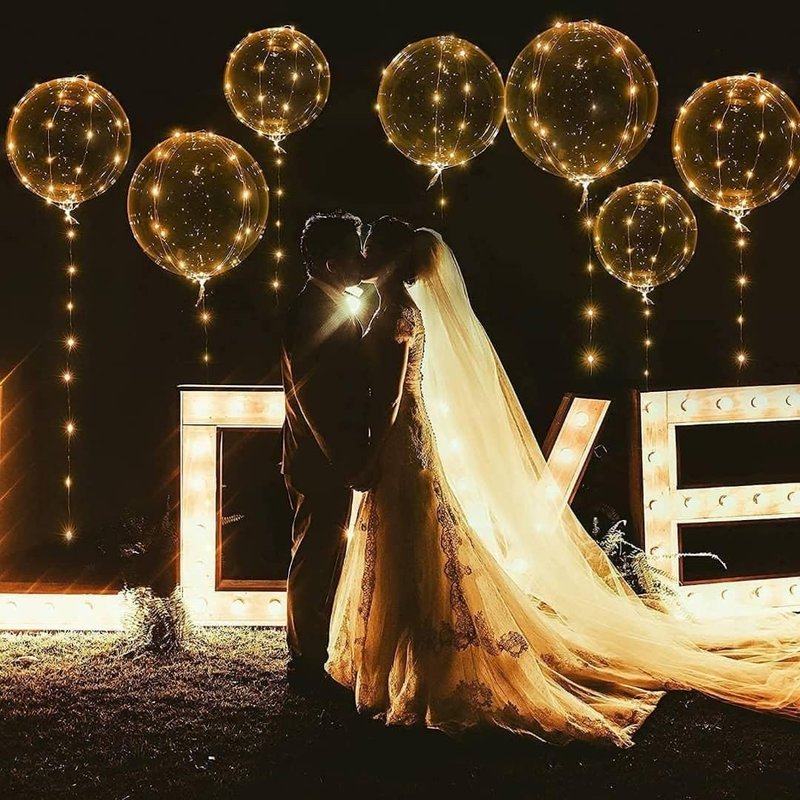 ComboJoy 20 Pack Led Balloons Light Up with Warm White Lights, 25 Transparent Balloons and 20 Pcs Led Lights, Perfect Supply for Wedding, Birthday Party, Glow Stick Party