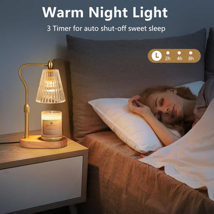 Engpure Candle Warmer Lamp - Candle Warmer Lamp with Timer and Dimmer Adjustable Height,Electric Wax Melt Warmer with 2 Bulbs for Scented Jar Candles Home Decor Mother's Day Gifts, Amber