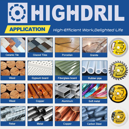 HIGHDRIL 3" 75mm Circular Saw Blade Set 4pcs and HIGHDRIL Diamond Drill Bits Kit