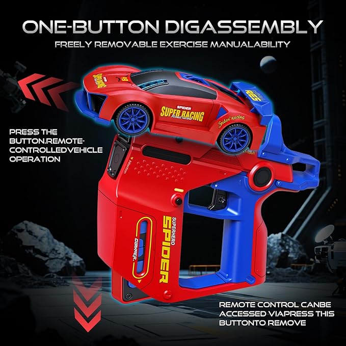 3 IN 1 Remote Control Car with Infrared Gun 1: 24 Parent-Child Drift RC Car 2.4GHz Stunt Toys with Shooting Game 2 Rechargeable Charge Battery Birthday Gifts for Kids Boys Girls Age 6-12 (Red)
