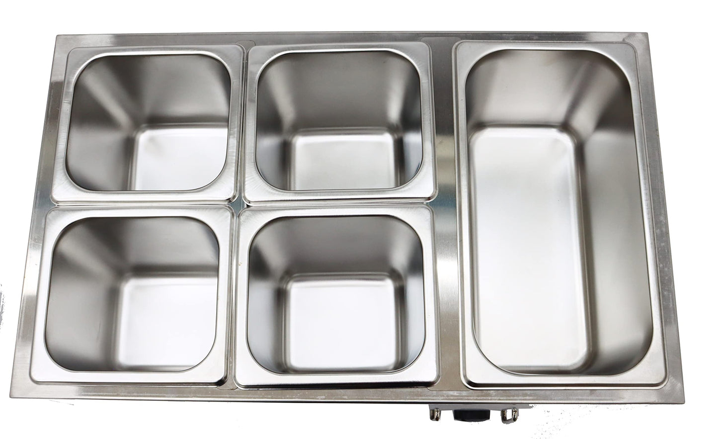 INTSUPERMAI 5 Pots Electric Commercial Food Soup Warmer Canteen Buffet Steam Heater Stainless Steel 110V 1500W 1/6 GN x4+1/3GN x1 6 inch deep Adjustable Temp Restaurants, Catering and Parties