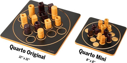 Quarto Mini | Mensa Select Winner | Travel-Friendly Version of The Wooden Abstract Strategy Game for Kids &amp Adults | Family Game Night Favorite | Ages 8+ | 2 Players | 15 Min