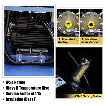 HPDAVV DV-10A Rotary Screw Air Compressor 230V/3Ph 7.5KW 10HP 125PSI 35CFM Heavy Duty Air Compressed System for Small Machining & Fabrication Workshops, Automotive