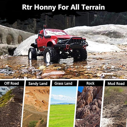 YIKESHU RC Crawler RC Truck Remote Control Rock Crawler Off-Road Racing Vehicles 1:16 2.4G 2CH 4WD Offroad Semi Trucks All Terrain Car RTR Hobby RC Pickup for Adults