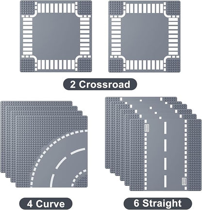 Road Base Plates for City Building Block 12 Street Plates 10x10 Road Baseplates
