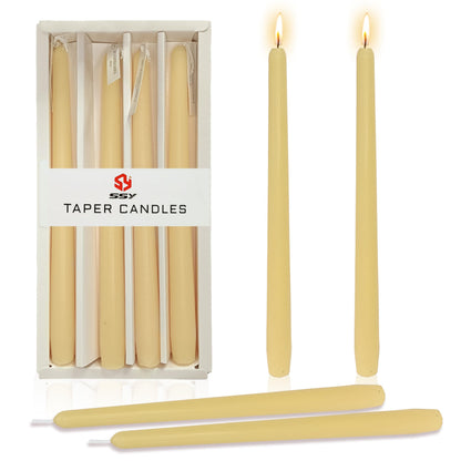 10 Inch Yellow Taper Candles Set of 4, Unscented Tapered Candles, Elegant Candle Stick Handmade Candlesticks for Wedding Dinner Table Home Decor Party Gift