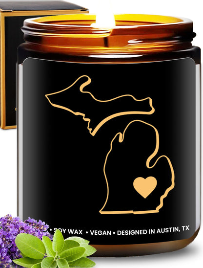 Michigan Candle, Unique Michigan Themed Gifts for Men and Women, Best Sentimental Souvenir Gifts for Moving Away, Thoughtful Home Sick Presents, Ideal for Birthday, Christmas, Graduation, Gift Ready