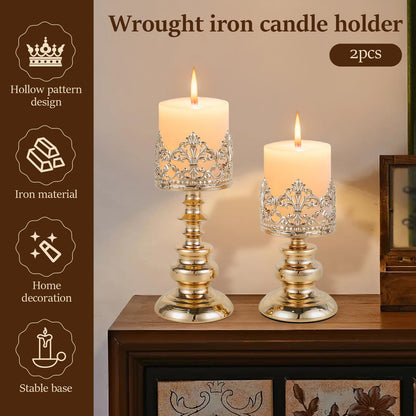 Metal Candle Holder Iron Candle Holder Candle Holder with Openwork Pattern Elegant Candle Holder Easy to Maintain and Clean Candle Holder Matchable Candle Holder Suitable for Party Dining Rooms