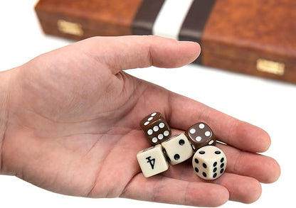 Backgammon Board Game Deluxe Leather Like Case Felt Interior Brown Classic Backgammon Game Popular Board Game Board Games (Small (11))