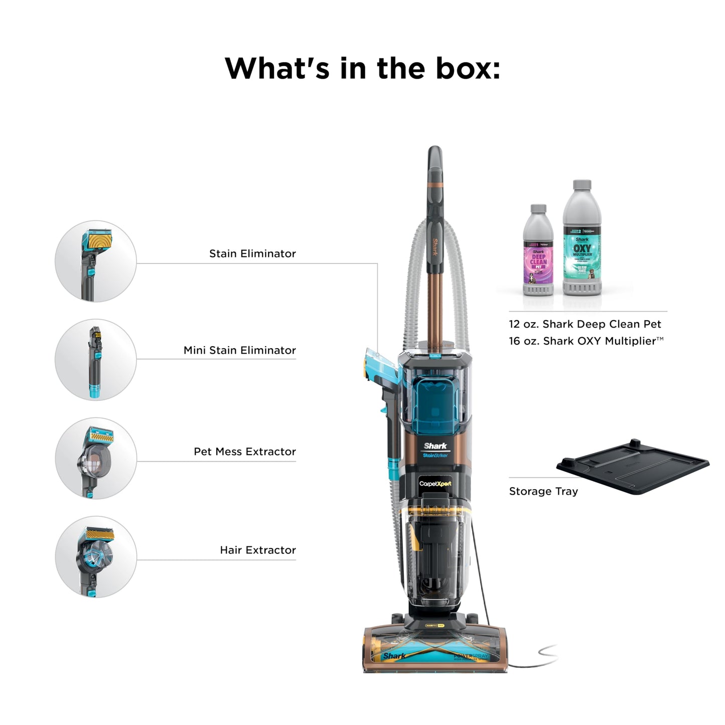 Shark CarpetXpert HairPro | Upright Carpet, Area Rug & Upholstery Cleaner | StainStriker Handheld Tough Stain Remover & Onboard Self Clean | Pet Hair Pickup & Odor Removal | 4 Tools | Copper | EX301