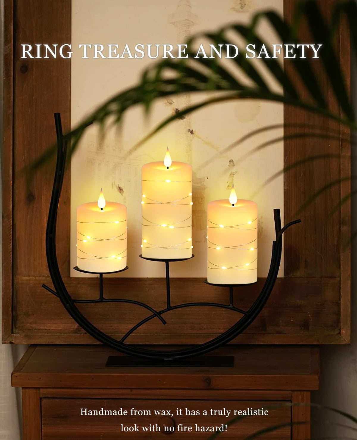 Fanzir Flameless Candles With Remote, Battery Operated Candles LED Candles with string lights Flickering Candles with Timer, 4‘’ 5‘’ 6‘’ Candle For Seasonal and Festival Celebration’s Candles set of 3