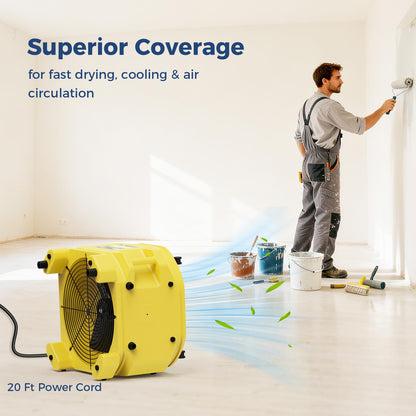 ALORAIR Air Mover 3000 CFM Axial Fan Floor Dryer, Industrial High Velocity Carpet Dryer/Floor Fan/Blower, Stackable, Daisy Chain, for Water Damage Restoration, 10 Years Guarantee, Zeus Extreme