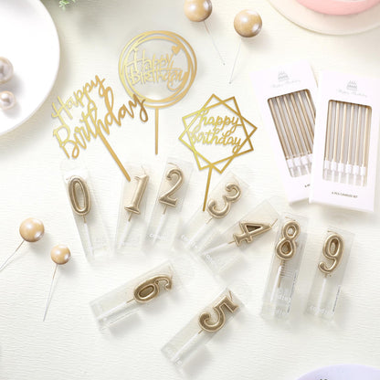 Yerliker 34 Pcs Happy Birthday Cake Toppers Decorations Birthday Candles DIY Cake Decor for Men Women Wedding Anniversary(Champagne)