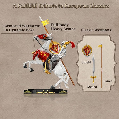 PANTASY Knight Construction Set 31 cm Medieval Collector's Model with Armored Battle Cross and Movable Joints Collector's Set for Adults