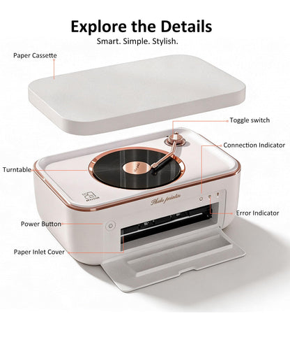 PRT 4x6 Photo Printer, Thermal Dye Sublimation WiFi Picture Printer for Phone, Portable Phone Printer with AR Video & 20 Sheets 1 Cartridge, Instant Printing for Home Use, CP6000White