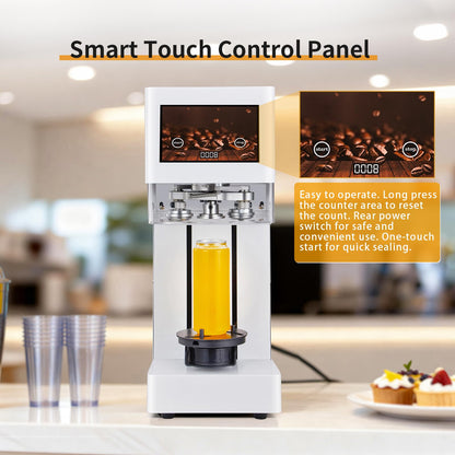 ABUKE Commercial Soda Can Sealer, Automatic Can Sealer Machine for Aluminum & Plastic Cans - Touch Screen Operation, No Need Cup Mat, Auto-Detect Height, Black