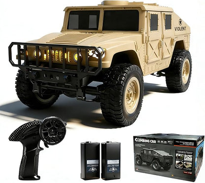 2.4GHz All Terrain RC Military Truck 4WD Remote Control Car Off Road Waterproof with Headlights Turn Signal Lights and Rechargeable Batteries Vehicle Toy Gifts for Adults Kids Age 8+ (Yellow)