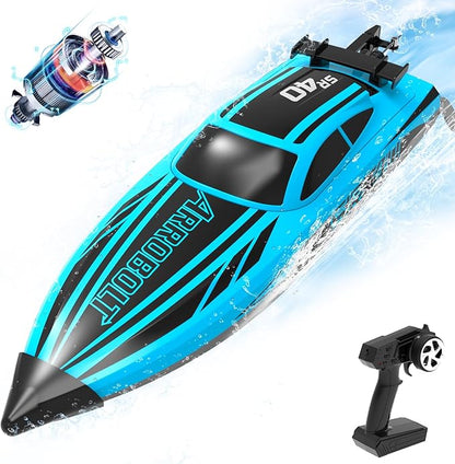 volantexrc Brushless RC Boats for Adults 30+MPH Fast Remote Control Boat with 2 Rechargeable Batteries for Lakes 30+ Mins Full Proportional Boats High Speed RC Boat for Adults (79705 Blue)
