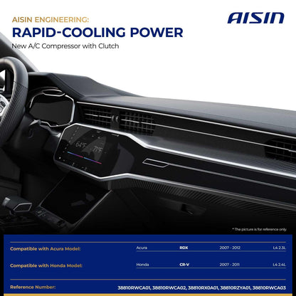 AISIN AFTERMARKET ACCH-00040 Air Conditioner AC Compressor - Compatible with Honda CR-V 2007-2011 2.4L, Acura RDX 2007-2012 2.3L - with 7-Pulley Groove, with Clutch