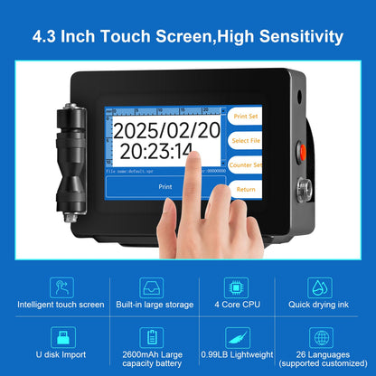 PEKOKO LB100S Intelligent Portable Hand Jet Handheld TIJ Thermal Inkjet Printer 12.7mm Online QR Bar Batch Date Number Coding Machine for Carton Box,Food Package,Drink Bottle