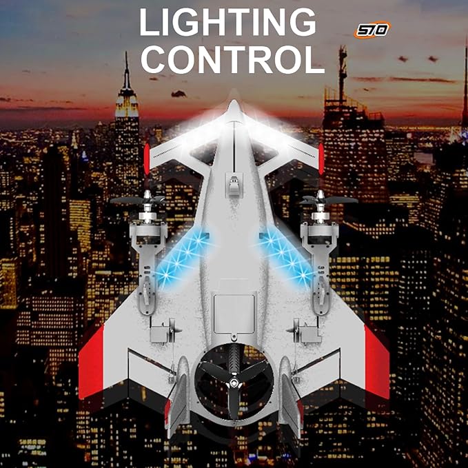 QIDI 570 RC Airplane 2.4Gh 6CH RC Glider Fixed Wing Aircraft 3 Flight Models Brushless RC Helicopters Vertical Takeoff RC Glider (Red)