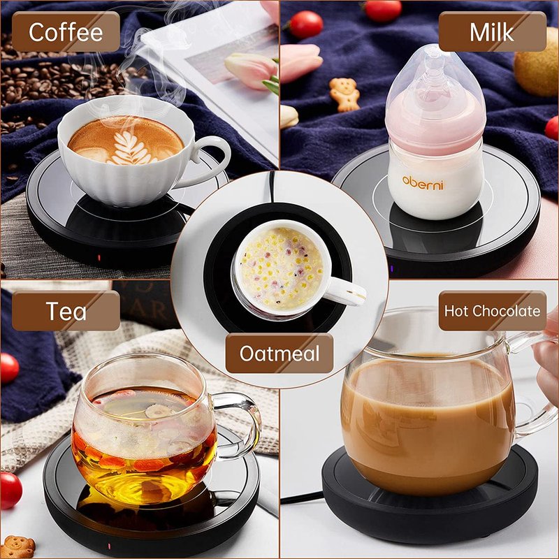 DOPUDO Coffee Warmer, 3-in-1 Mug Warmer with Auto Shut Off, Black, 36W Fast Heating, Perfect for Desk, Coffee, Tea, Milk