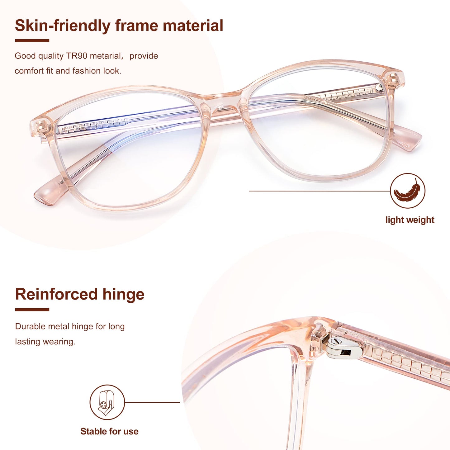 Madison Avenue Blue Light Blocking Glasses Anti Eyestrain UV Glare Blue Light Glasses for Women TV Phone Computer Gaming Eyeglasses Liberty (Crystal Brown)