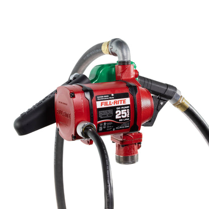 Fill-Rite NX25-DDCNB-AA 12V / 24V 25 GPM Bung Mounted Fuel Transfer Pump w/Discharge Hose & Auto Nozzle (Green)
