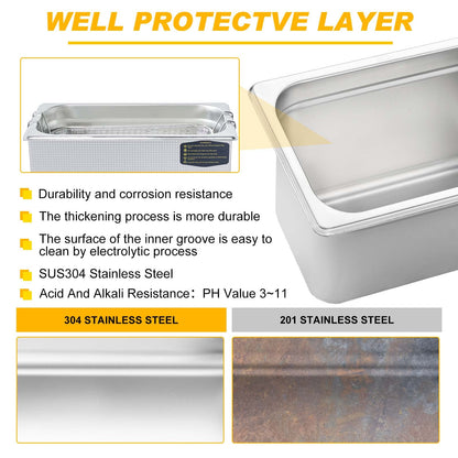 EIWEI 6L Ultrasonic Cleaner Dual-Frequency Professional Digital Stainless Steel Cleaning Machine with Heater Timer for Carburetor, Parts, Circuit Board, Glasses, Denture，Jewelry