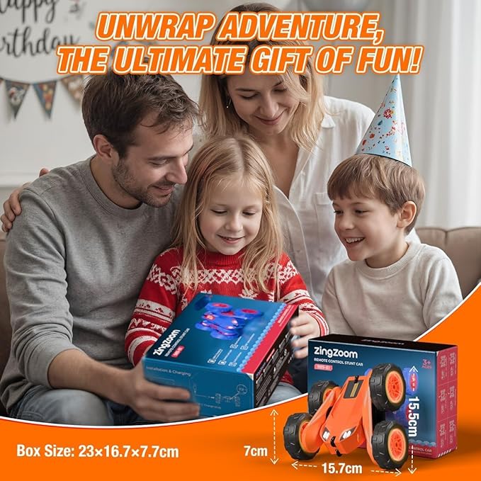Remote Control Car Rechargeable RC Cars &amp Remote 360° Flips Rotating 2.4Ghz 4WD All Terrain Stunt Race Car Toy Christmas Birthday Gift for Kids Boys 3-12