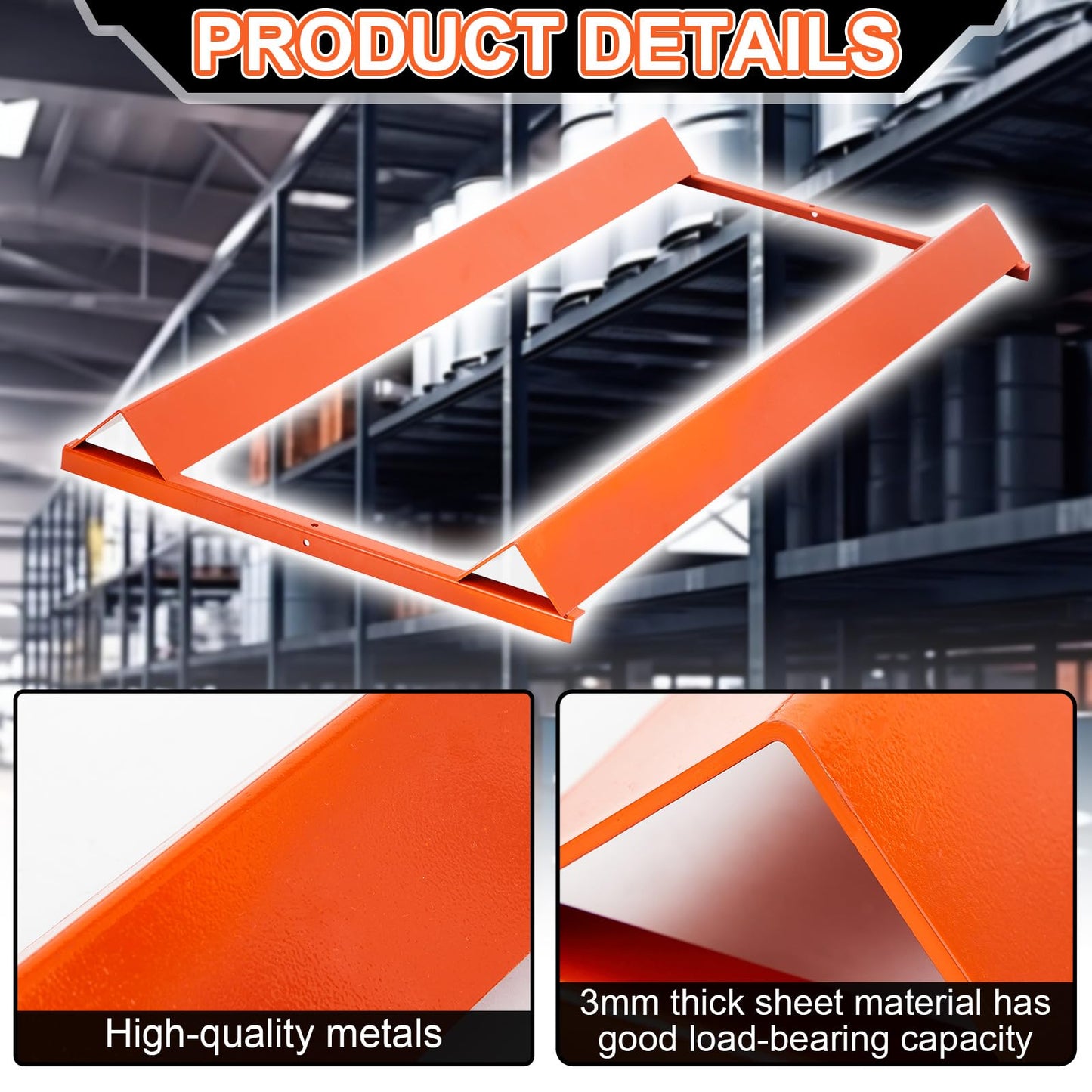Zonon Pallet Rack Drum Cradle, 43 x 20-3/4 Inch Steel Cradle for 30 and 55 Gallon Drums, Fits 42 Inch Standard Pallet Industrial Storage Racks, Orange