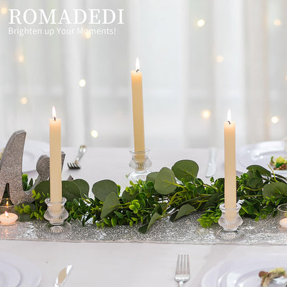 Romadedi Glass Candle Holder for Candlestick - 2 Pcs Clear Small Tapered Candle Holder Decor Wedding Table Centerpiece for Candle Sticks Christmas Party Living Room Dinner Advent