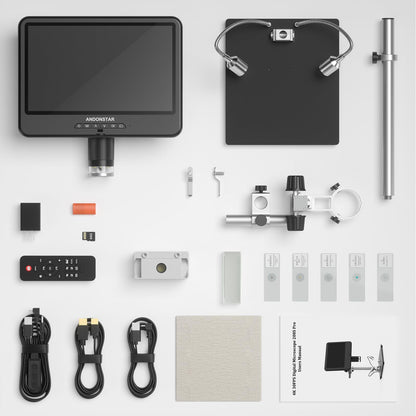 Andonstar 4K 30FPS Digital Microscope with 10.1" Screen, 3840P UHD Video Audio, Pro Boom Arm Stand for Soldering, Electronics Repair, Coin, AD208S-Pro HDMI Electronic Microscope for Adults, 64GB