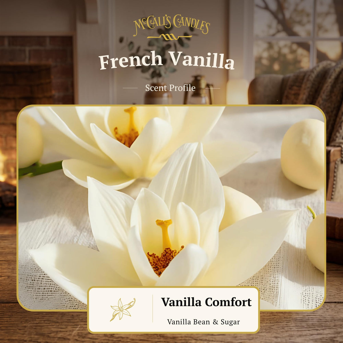 McCall’s Candles | French Vanilla | 16 oz Scented Candle | USA-Poured | Vintage Rustic Jar with Carrying Handle | Smooth Creamy French Vanilla Fragrance