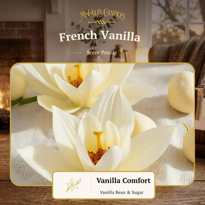 McCall’s Candles | French Vanilla | 16 oz Scented Candle | USA-Poured | Vintage Rustic Jar with Carrying Handle | Smooth Creamy French Vanilla Fragrance