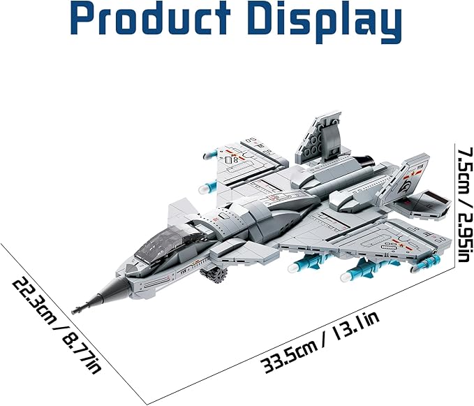 J-15 Fighter Jet Building Kit 577PCS Military Aircraft Model for Boys 8–12 Army Airplane Toy with Foldable Wings &amp Tail Clear Cockpit Dual-Engine Jet STEM Construction Blocks for Teens &amp