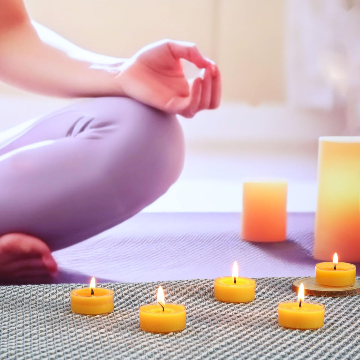 Capaniel 36 Packs Beeswax Tealight Candles- 4 Hour Burn Time Beeswax Candles Burn Evenly and Clean Bees Wax Candles Bulk Smokeless Beeswax Tea Lights for Relaxing Air Purification
