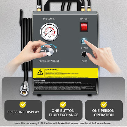 YSTOOL Electric Pulse Brake Bleeder Machine Kit with 110V AC and 12V DC Dual Purpose Clutch Bleeding Unit Master Cylinder Adapter Kit Waste Oil Bottles