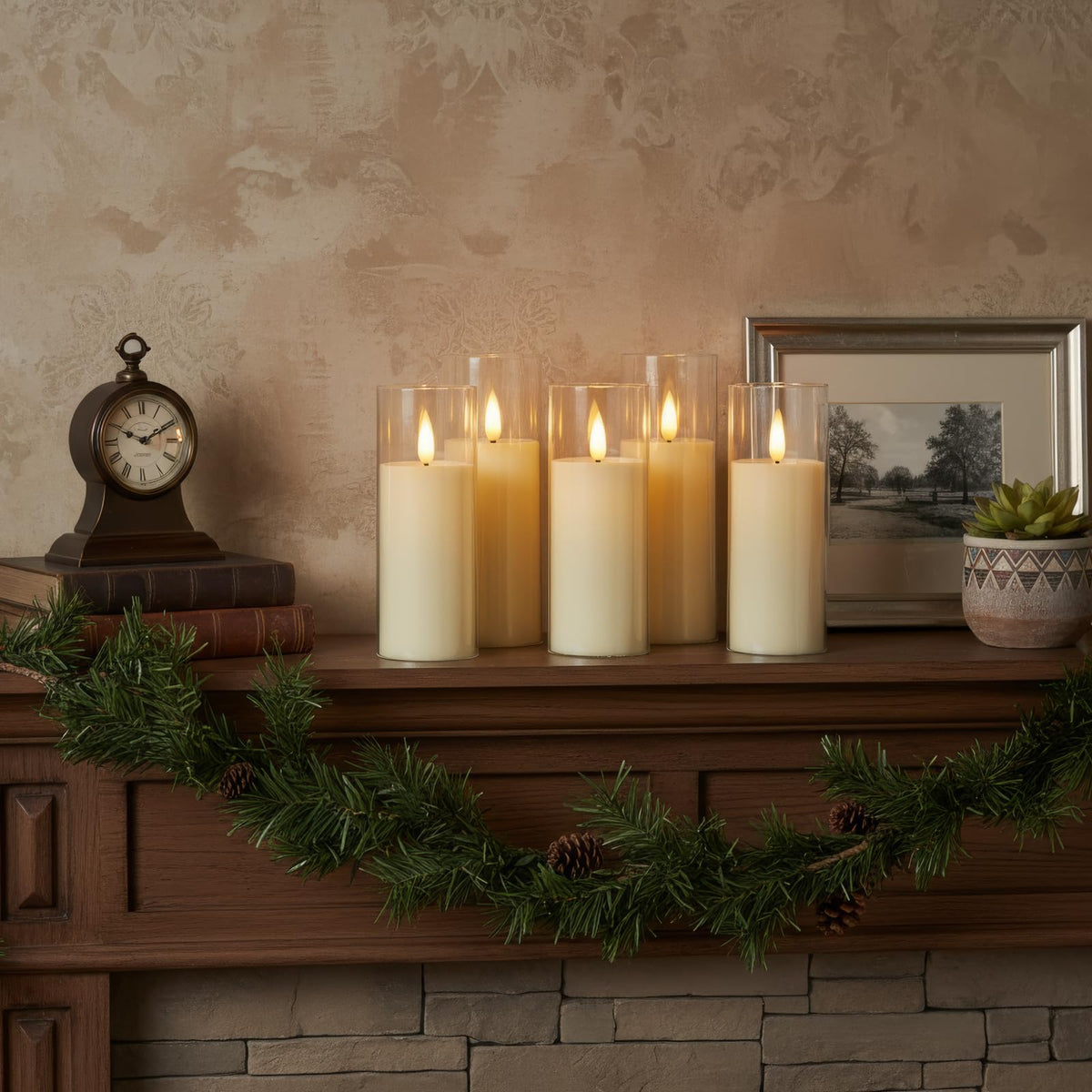 Homemory Ivory Acrylic Flameless LED Candles, Battery Operated with Remote Control and Timer, Electric Fake Candles for Wedding, Home Decor, Set of 9