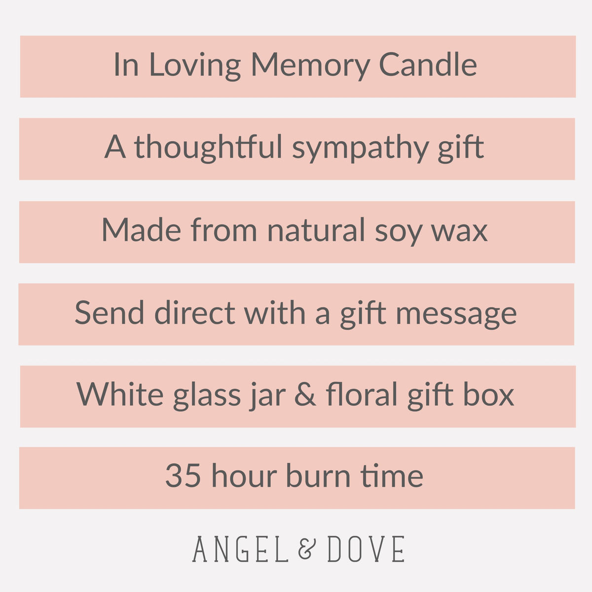 ANGEL & DOVE 'in Loving Memory' Soy Wax Remembrance Candle - Sympathy Gift, Memorial to Light in Memory of a Loved One