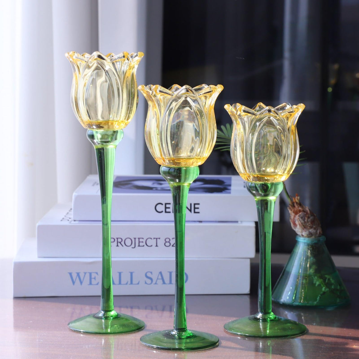 VOHO Gold Tulips Candle Holders for Table Centerpiece, Classic Gold Tealight Candle Holder for Birthday Thanksgiving Christmas Decorations, Flower Votive Candle Holders Wedding Centerpieces for Tables