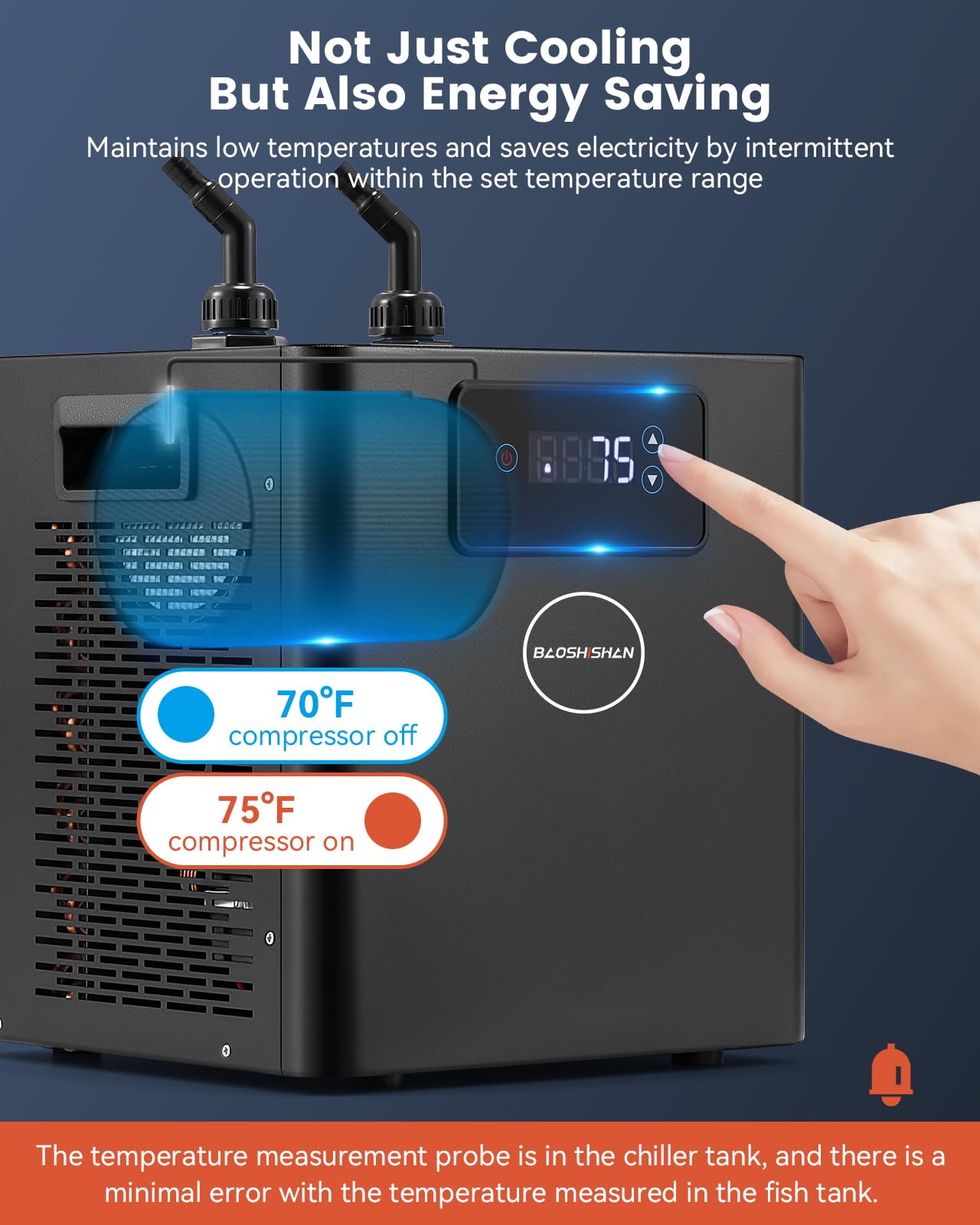BAOSHISHAN Aquarium Chiller 79 gal, 1/3 hp Compressor & Silent Fan for Hydroponics System/Fish Tank/Axolotl/Coral Reef/Fresh & Sea Water