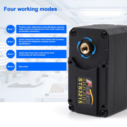 RCmall Feetech STS3215 Digital Servo Motor, High-Torque 19KG, 7.4V Dual Axis TTL Serial Bus Control, 360° Magnetic Encoder, Feedback Function, Black, 6-Pack