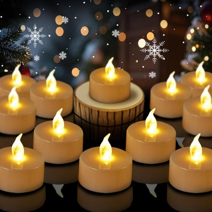 Eloer Tea Lights Flameless Candles, 100 Pack Warm Yellow Battery Operated Flickering Candles 200+ Hours Ideal for Home Decoration Outdoor Wedding Parties (100pack Warm Yellow)
